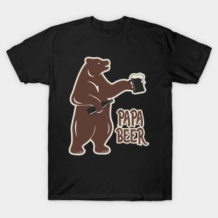 Papa Beer! Bear Drinking Beer Funny Father's Day T-Shirt